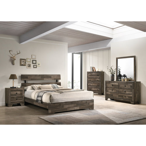 Millwood Pines Miliou Brown Platform Bedroom Set Special King 6 Piece
